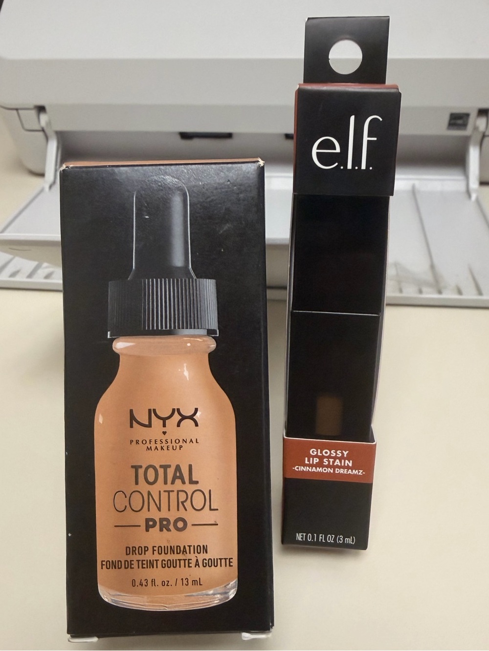 NYX Total Control Pro foundation and Elf lip stain